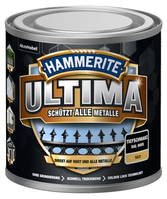 Produktbild von Hammerite Metallschutzlack ULTIMA matt tiefschwarz RAL 9005 250 ml