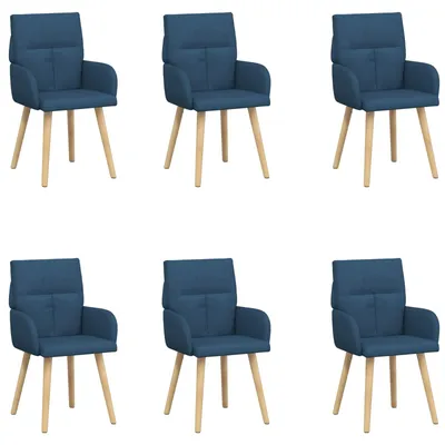 Immagine prodotto di vidaXL Sedie da pranzo, 6 pezzi, tessuto blu, 60 x 56 x 96 cm