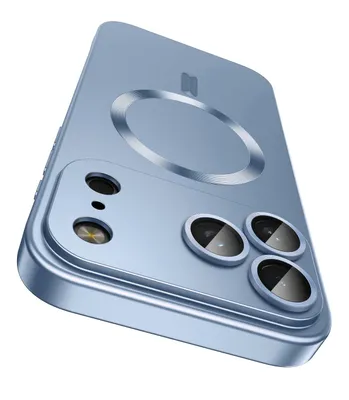 Image de Coque magnétique pour iPhone 17 Pro, coque de protection en silicone mat avec protecteur d'objectif, compatible MagSafe Bleu clair