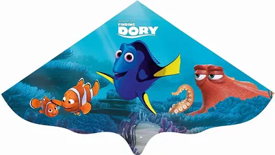 Produktbild von Paul Günther 1105 - Kinderdrachen mit Disney Pixar Finding Dory Motiv, Einleinerdrachen aus robuster PE-Folie für Kinder ab 4 Jahre mit Wickelgriff und Schnur, ca. 115 x 63 cm groß