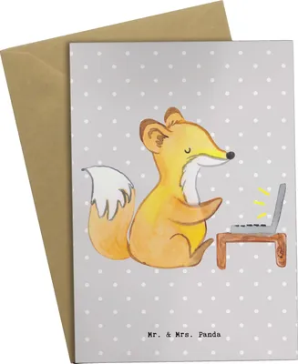 Produktbild von Mr. & Mrs. Panda Grußkarte Assistent Herz - Grau Pastell - Geschenk, osterkarte, weihnachtskarten, einladungskarten, babykarte, Grußkarten, hochzeitskarten
