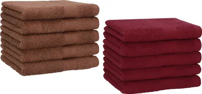 Produktbild von Betz 10 Stück Gästetücher 30x50 cm PREMIUM 100% Baumwolle Set Farbe: nussbraun und dunkelrot