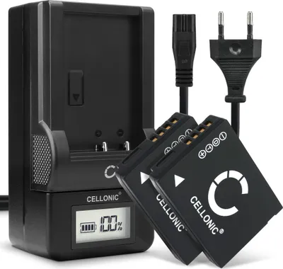 Produktbild von CELLONIC 2x Akku für Kamera Kompatibel mit Leica V-LUX 20, V-LUX 30, V-LUX 40, 18701 - (890mAh, 3.7V) + Ladegerät