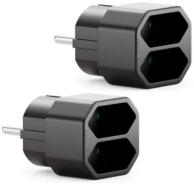 Produktbild von deleyCON Mehrfachstecker 2x Euro-Buchse 2,5A 1100W, 2 Stück - Schwarz
