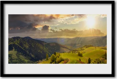 Produktbild von Bild 60x40 MDF-Rahmen Wandkunst Mountain Meadow Sunset