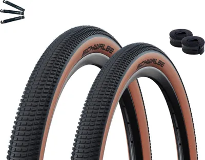 Produktbild von Faltreifen Schwalbe 2 x Billy Bonkers Performance ADDIX Schwarz/Bronze 50-507 ( 24 x 2.00 ) + 2 Schwalbe Schläuche AV10 inkl. maxxi4you Reifenheber