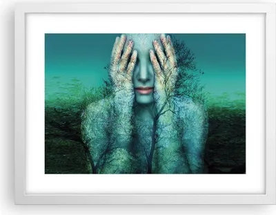 Produktbild von Gerahmtes Poster - Weißer Rahmen - Frau Natur Grafik - 40x30 cm - Wand Bild - Wanddeko - Wandbilder - Kunstposter - Wandposter - Bilderrahmen - Bilder - Kunstdruck - Wandbild - P2WAA40x30-4254