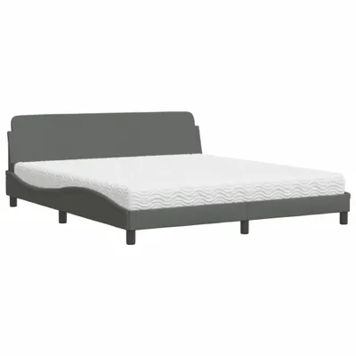Image de Maison Exclusive - Lit avec matelas « Dover » gris foncé 180 x 200 cm, tissu