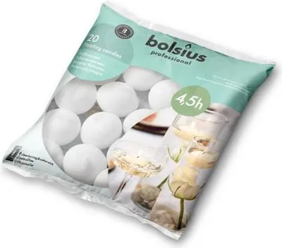 Produktbild von Bolsius BAG Schwimmkerzen 4,5h 20 Stück weiß
