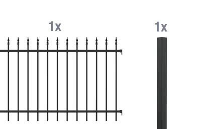 Produktbild von Alberts Zierzaun - Anbauset Chaussee, Höhe 120 cm, Länge 2 m, matt schwarz, zum Einbetonieren