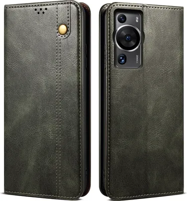 Produktbild von Huawei P60 Hülle, Leder Flip Brieftasche Schutzhülle mit Standfunktion für Huawei P60 / P60 Pro Grün