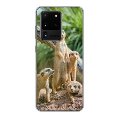 Produktbild von MuchoWow® Handyhülle Schutzhülle Hülle für Samsung Galaxy S20 Ultra Erdmännchen - Familie - Tiere Silikon Softcase Handy Hülle - Karteninhaber