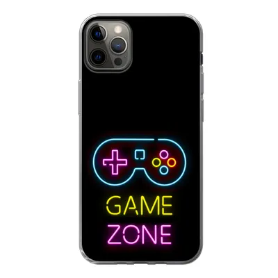 Produktbild von MuchoWow® Handyhülle Schutzhülle Hülle für iPhone 13 Pro Max Controller - Spiel - Neon - Schwarz - Zitate - Spielzone Silikon Softcase Handy Hülle - Mobiltelefon