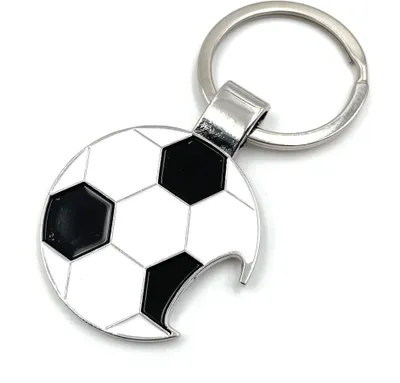 Produktbild von Onwomania Flaschenöffner Kronkorken Fussball Schlüsselanhänger Metall Glücksbringer in Alu Geschenkbox, ideal zum Verschenken