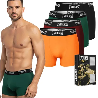 Produktbild von Everlast 4er-Pack Herren-Boxershorts aus Baumwolle, Unterhosen für Männer, mehrfarbiges Set – Größe XXL, KI-generiertes Bild