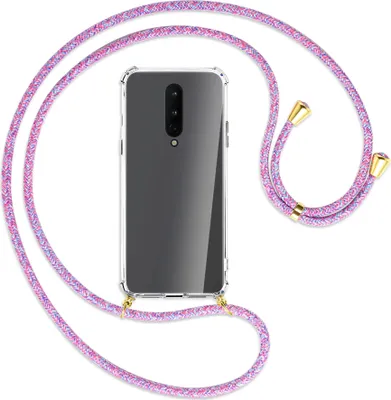 Produktbild von Handykette Backcover-Schutzhülle mit Band (Metall goldfarben) für OnePlus 8 - lila/rosa/blau