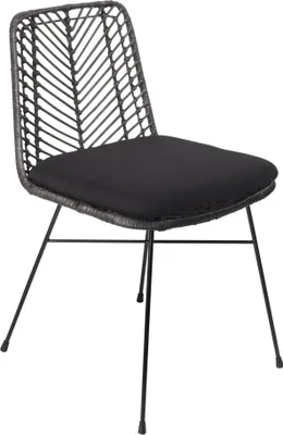 Produktbild von Esszimmerstuhl Korbstuhl Rattan Farbe anthrazit inkl. Sitzkissen DETROIT