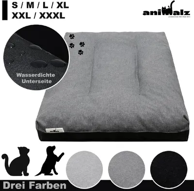 Produktbild von Hundebett (XXL) - 120 x 80 x 14 cm Katzenbett | Wasserdichte Hundekissen & Katzenkissen: Hellgrau