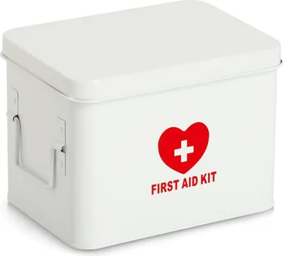 Produktbild von ZELLER 19244 Medizinbox FIRST AID KIT Metall weiß - 22 x 16 x 16 cm / Arzneimittelaufbewahrung