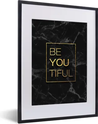 Produktbild von MuchoWow® Gerahmtes Poster Zitate - Sprichwörter - Gold - Marmor 30x40 cm - Poster mit Schwarzem Bilderrahmen Wandposter Rahmen Foto Bilder - Wandposter Schlafzimmer