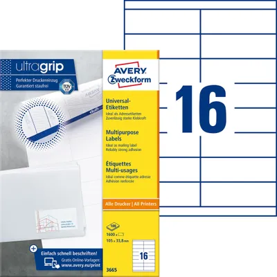 Immagine prodotto di Avery - Etiketten - weiß - A4 (210 x 297 mm) - 100 Stck. 16) (3665)