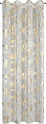 Produktbild von EUROFIRANY  | Vorhang - Gardine - goldene Blätter - 140 x 250 cm - weiß - Ösenvorhang