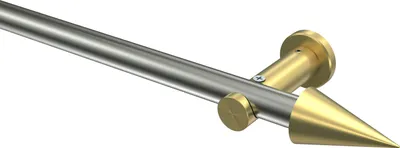 Produktbild von Interdeco Gardinenstange / Vorhangstange Edelstahl-Optik / Messing-Optik, Typ Platon Savio (Kegel) ohne Ringe, 20 mm Ø 1-läufig, 100 cm
