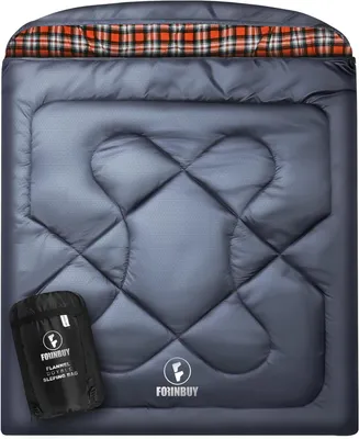 Produktbild von Doppelschlafsack Flanell, wasserdicht, 230 x 160 cm, für 2 Personen, Camping Schlafsack