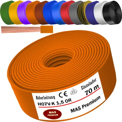 Produktbild von 70m Aderleitung H07 V-K OR 1x1,5 mm² Orange Einzelader flexibel