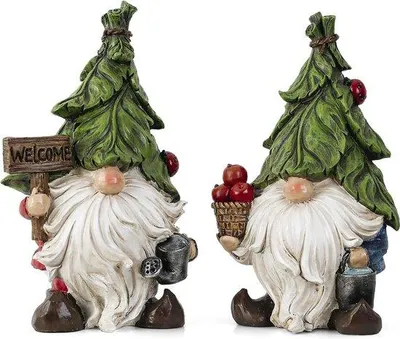 Produktbild von Famanu Gartenzwerge Set von 2 - 18 cm, wetterfest, dekorative Figuren aus Kunstharz