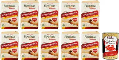 Produktbild von 10x FiberPasta Farina Mehl ist ein Weizenmehl Präparat mit 15% Ballaststoffen,niedriger glykämischer Index + Italian Gourmet Polpa di Pomodoro 400g Dose