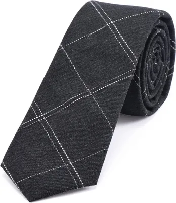 Produktbild von DonDon Herren Krawatte 6 cm gestreift Baumwolle anthrazit