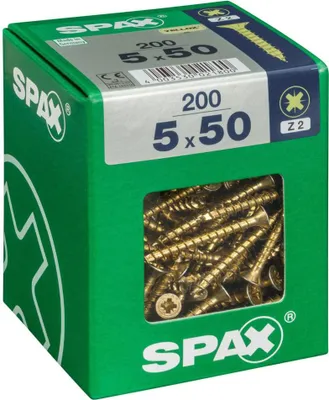 Immagine prodotto di Set di 200 viti in acciaio a testa svasata pozidriv SPAX, Diam.5 mm x L.50 mm