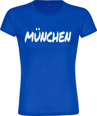 Produktbild von multifanshop Damen T-Shirt - München blau - Textmarker, blau, Größe XL