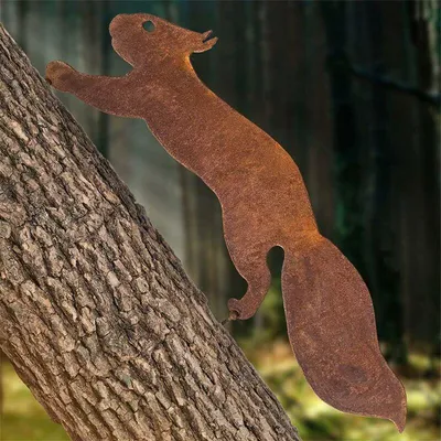 Produktbild von Eichhörnchen für den Baum – Gartendekoration aus Metall – 30 cm – Natürliche Rostpatina
