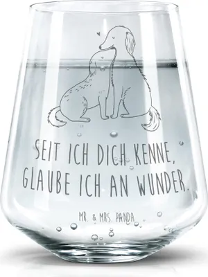 Produktbild von Mr. & Mrs. Panda Glas Hunde Liebe - Transparent - Geschenk, Herz, Sprüche, Becherglas, Hund, getränkebecher, Trinkgefäß, Trinkglas, Wunder, Optimitisch, Kuss, Tumbler