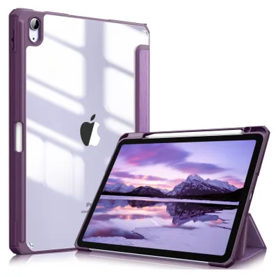 Produktbild von Fintie Hybrid Hülle für iPad Air 11 Zoll M4/M3/M2 (2026/2025/2024), iPad Air 5./4. Gen (2022/2020) 10,9 Zoll, mit Stifthalter, stoßfeste Schutzhülle mit transparenter Hartschale, Dunkellila