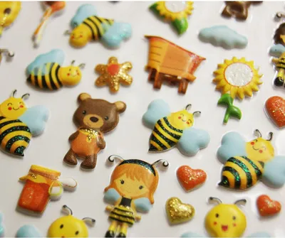 Produktbild von Sticker - Aus Schaumstoff - Bienen - Glitter