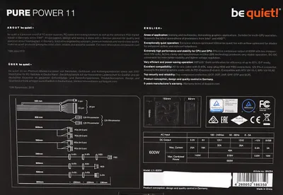 Image de be quiet ! PURE POWER 11 Alimentation PC ATX 600W BN294 noir