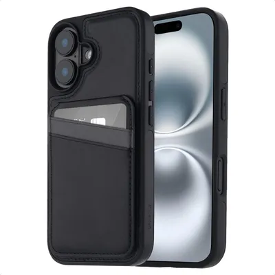 Image de imoshion Coque arrière avec porte-cartes et support pour Apple iPhone 16 - Noir