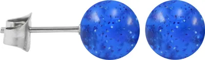 Produktbild von Ohrstecker Chirurgenstahl Glitterkugel Größe - 6 mm Farbe - Blau