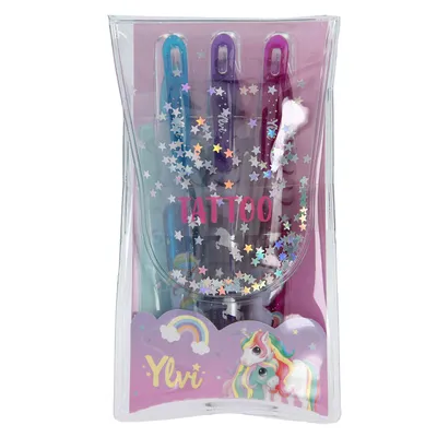 Immagine prodotto di DEPESCHE 11713 3 DEPESCHE Ylvi Tattoo Glitzer Gelschreiber-Set blau, pink und lila, Schreibfarbe: farbsortiert
