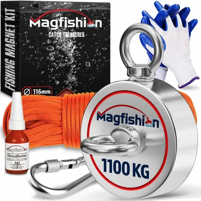Produktbild von Vismagnet Ø116 mm, Zugkraft 1100 kg, Magnetfischen Set, für Angler
