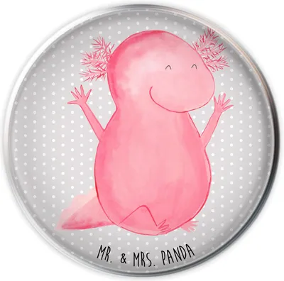Produktbild von Mr. & Mrs. Panda Waschbecken Stöpsel Axolotl Hurra - Grau Pastell - Geschenk, Ablaufgarnitur, abfluss, Motivation, waschbeckenstöpsel, Lurche, Waschbeckenstopfen, Molch