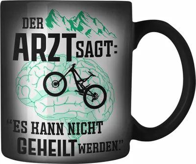 Produktbild von Trendation - Mountainbike Geschenke für Männer Farbwechsel Zauber-Tasse Geschenk Mountainbike-Fahrer Geschenkideen (Schwarz)