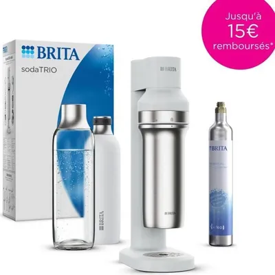Image de Machine à soda BRITA - SodaTRIO Blanche - 1 bouteille de 1 L et 1 cartouche de CO2 incluses