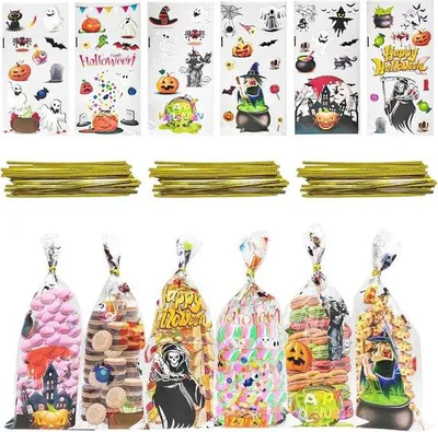 Productafbeelding van Halloween-goodiebags - 120 stuks met linten