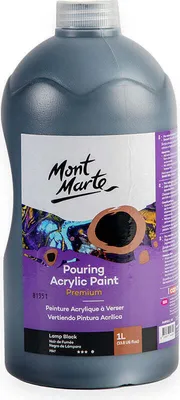 Produktbild von MONT MARTE PREMIUM Pouring Acrylfarbe, Gieß-Acryl - Schwarz 1 L - mit Klappverschluss, lichtecht - bereits mit Pouring Medium vorgemischt