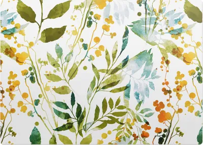 Produktbild von Aquarell-Blätterwiese – Bodenschutzmatte – Stuhlunterlage 140x100 cm – Rutschfest – Hartbodenmatte