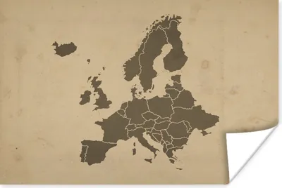 Produktbild von MuchoWow® Poster Karte - Europa - Braun 60x40 cm - Schlafzimmerdekoration